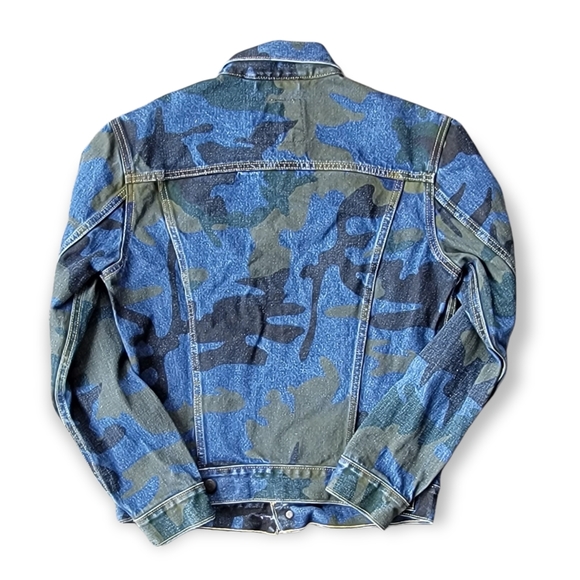 Levi's Strauss Denim Jean Jacket Men's Small Trucker Military Camo - Picture 2 of 9